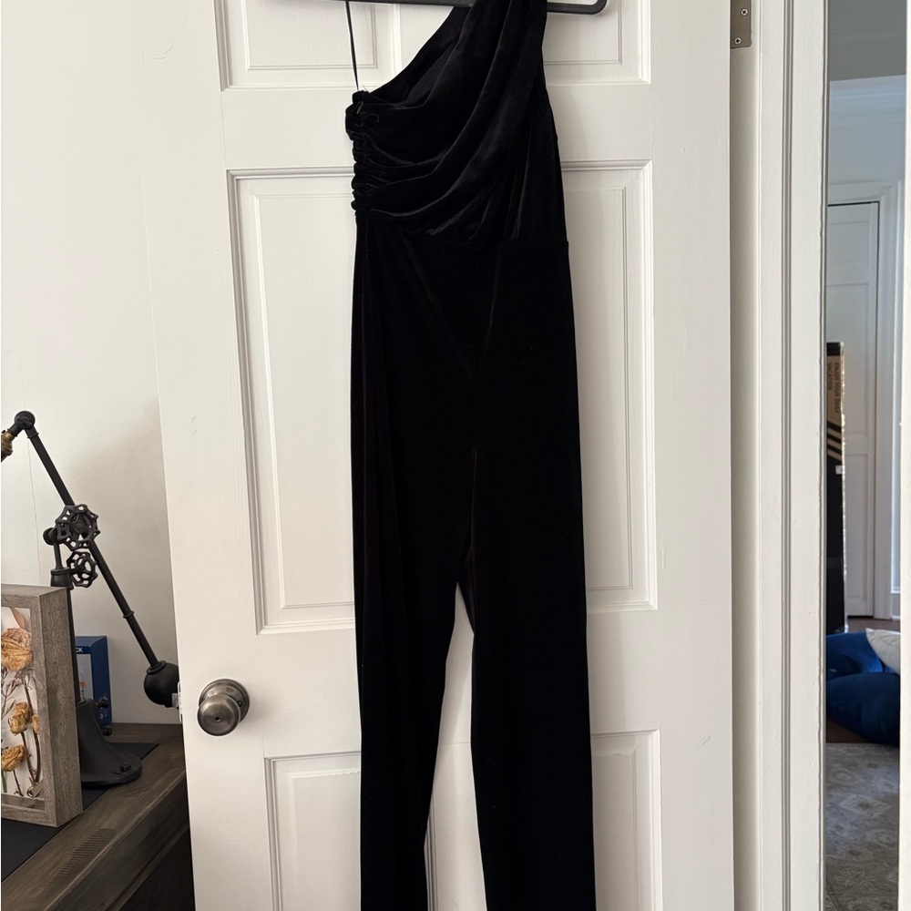Express Black One-Shoulder Jumpsuit
